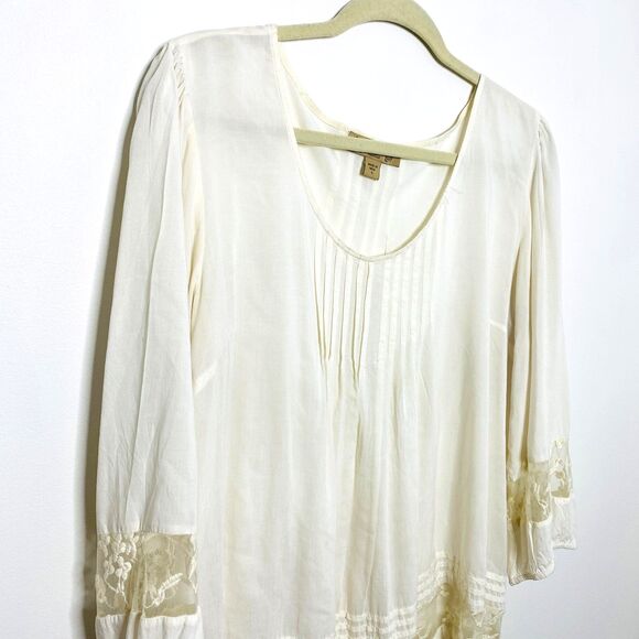 Nine West Boho Lace Blouse Lightweight Flowy Long Elastic Sleeve Top Sz L - Picture 9 of 9